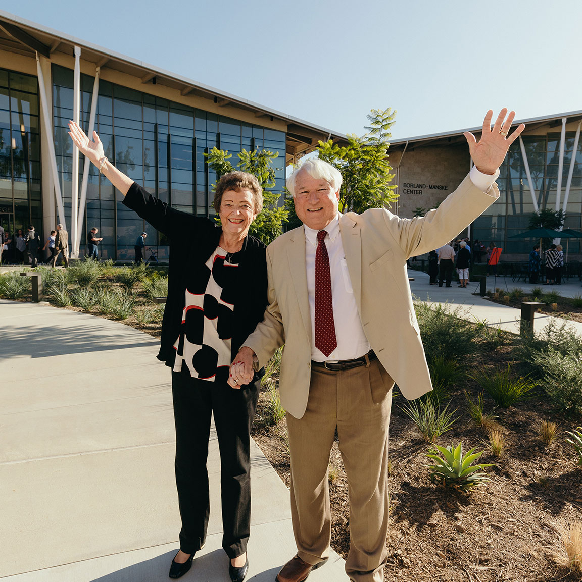Paul and Cathy Schroeder waving